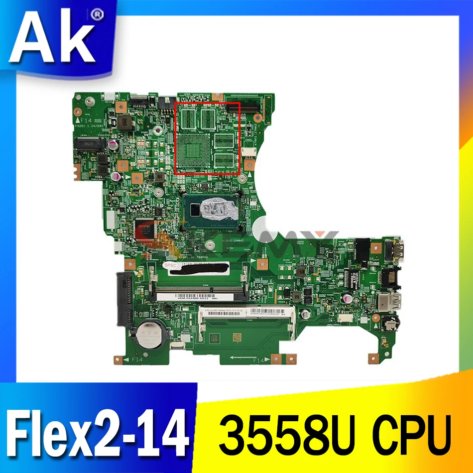 

AKEMY 13281-1 FRU:5B20G36311 FOR Lenovo Flex2-14 Laptop Motherboard LF14M 448.00X01.001 3558U DDR3 100% Fully Tested