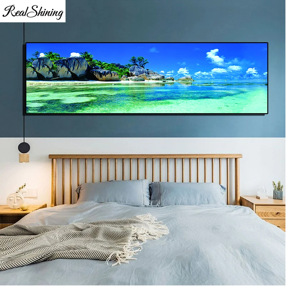 

natural scenery 5D cross stitch diy diamond painting Blue sky sea reef Diamond Embroidery FULL square diamond mosaic kit T474