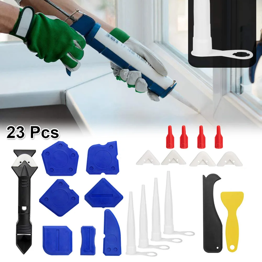 

23pcs Silicone Sealant Spreader Spatula Scraper Removal Tool Window Door Caulk Finisher Floor Grout Scraper Caulking Nozzles Kit