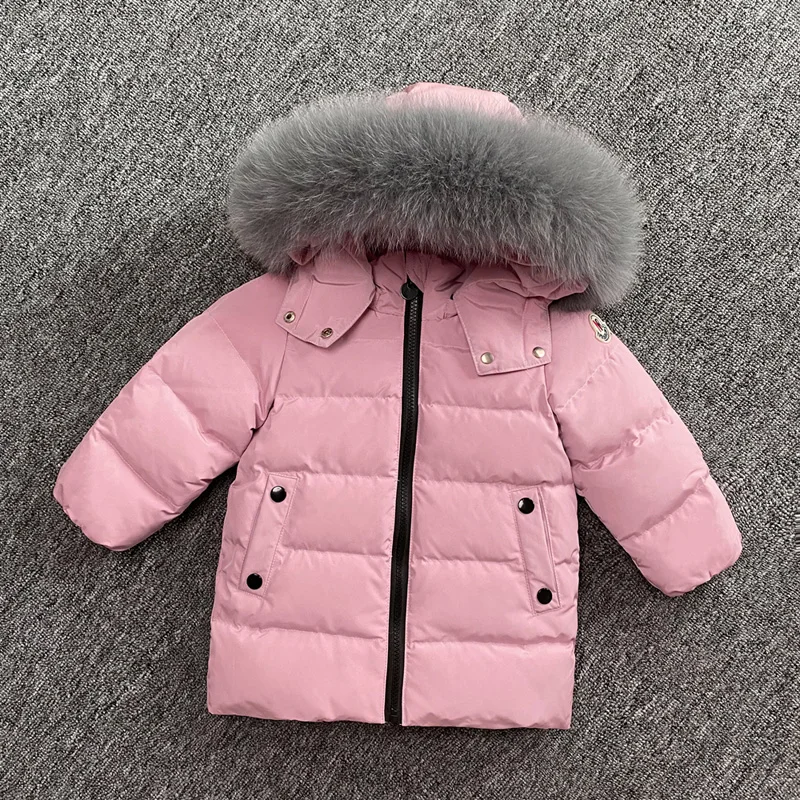 

Russian Children Down Jacket For Boys and Girls Long Down Coat Thick