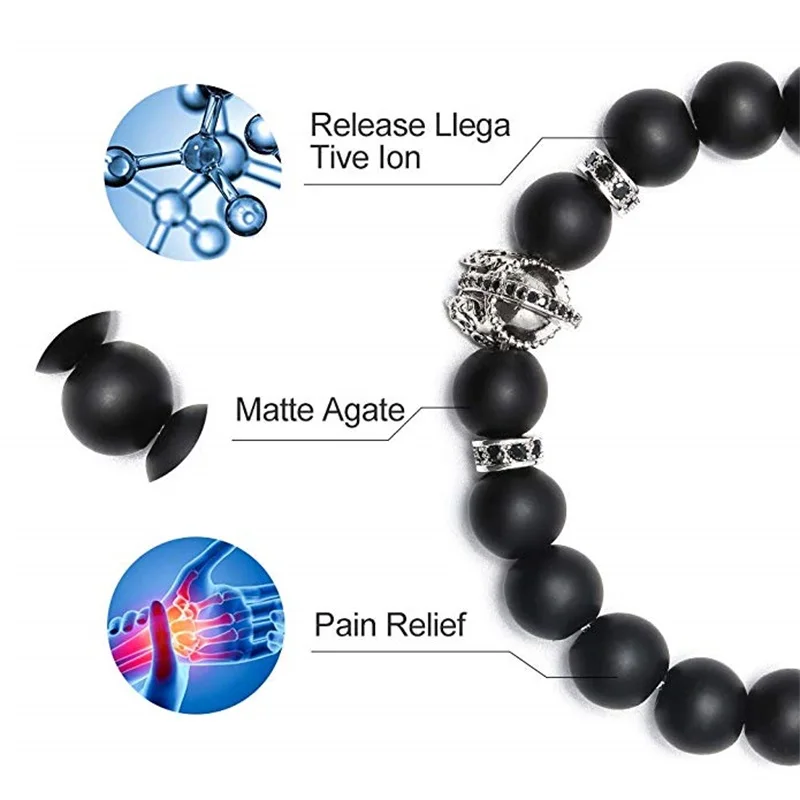 Черный матовый оникс бисерный браслет для мужчин Спартанский воин Гладиатор