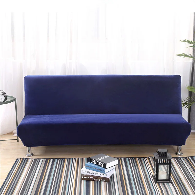 Navy Blue Спандекс бархат диван Чехлы пылезащитный стрейч диван-кровать Чехол для гостиной без подлокотника все включено чехол для дивана - Цвет: Navy Blue