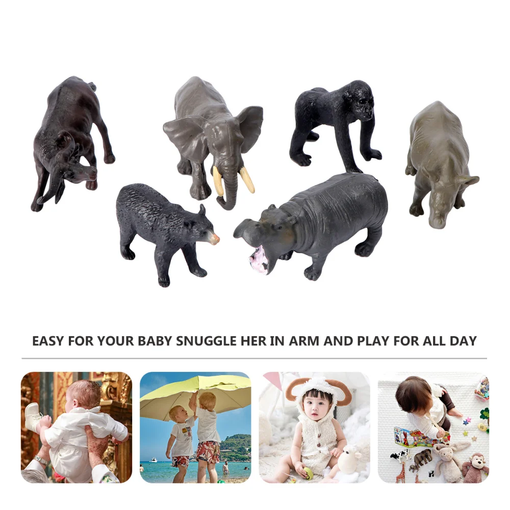 

1 Set 6pcs Artificial Animal Model Mini Animal Decor Simulation Animal Set