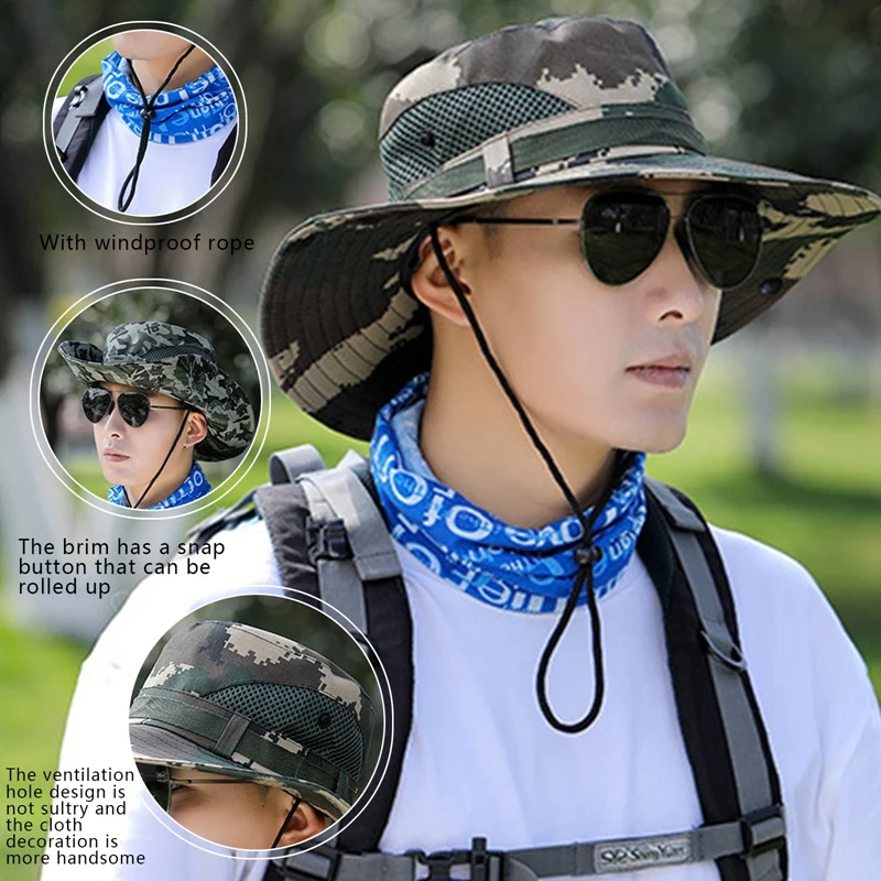 

2021 Bucket Hat Fishing Cap Summer Sun Protection Anti-UV Hat Sunhat For Men Fisherman Hats Quick-dry Men's Panama Hat