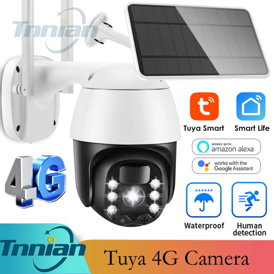 

3G 4G Solar Camera Outdoor 1080P With SIM Card Slot PTZ Security IP Camera Rechargeable Battery Starlight Night Vision Tuya APP
