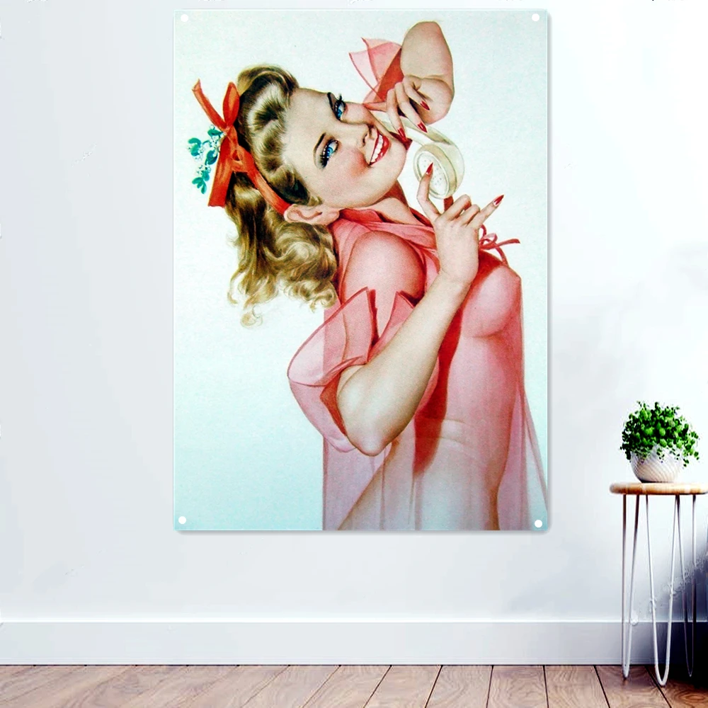 

Sexy Pin up Girl Collection Retro Poster Tapestry Hanging Painting Sexy Lady Beauty Art Banner Flag Wall Sticker Home Room Decor