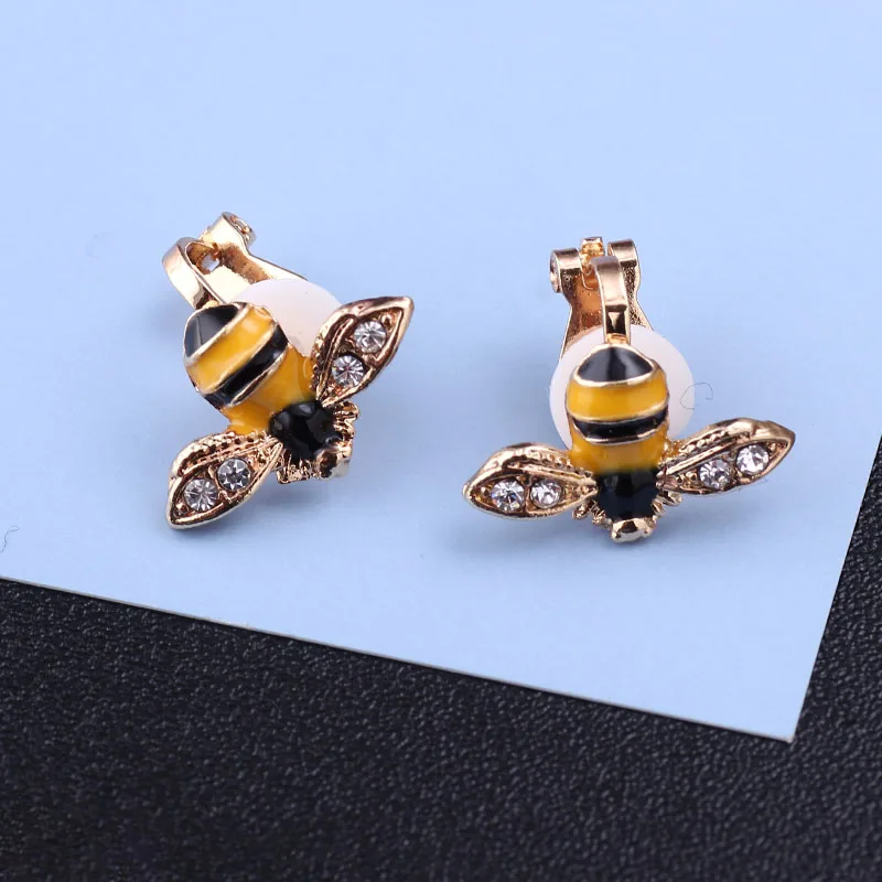 Детские клипса серьги милая пчела желтый не пирсинг маленькие девочки гвоздики