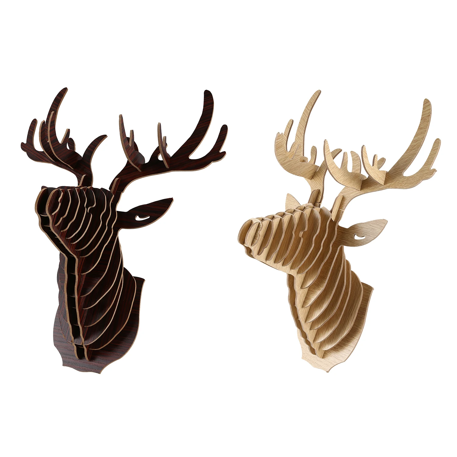 

3D Wood Carving Deer Head Decoration Wall and Hook Door Necklace Hat Key