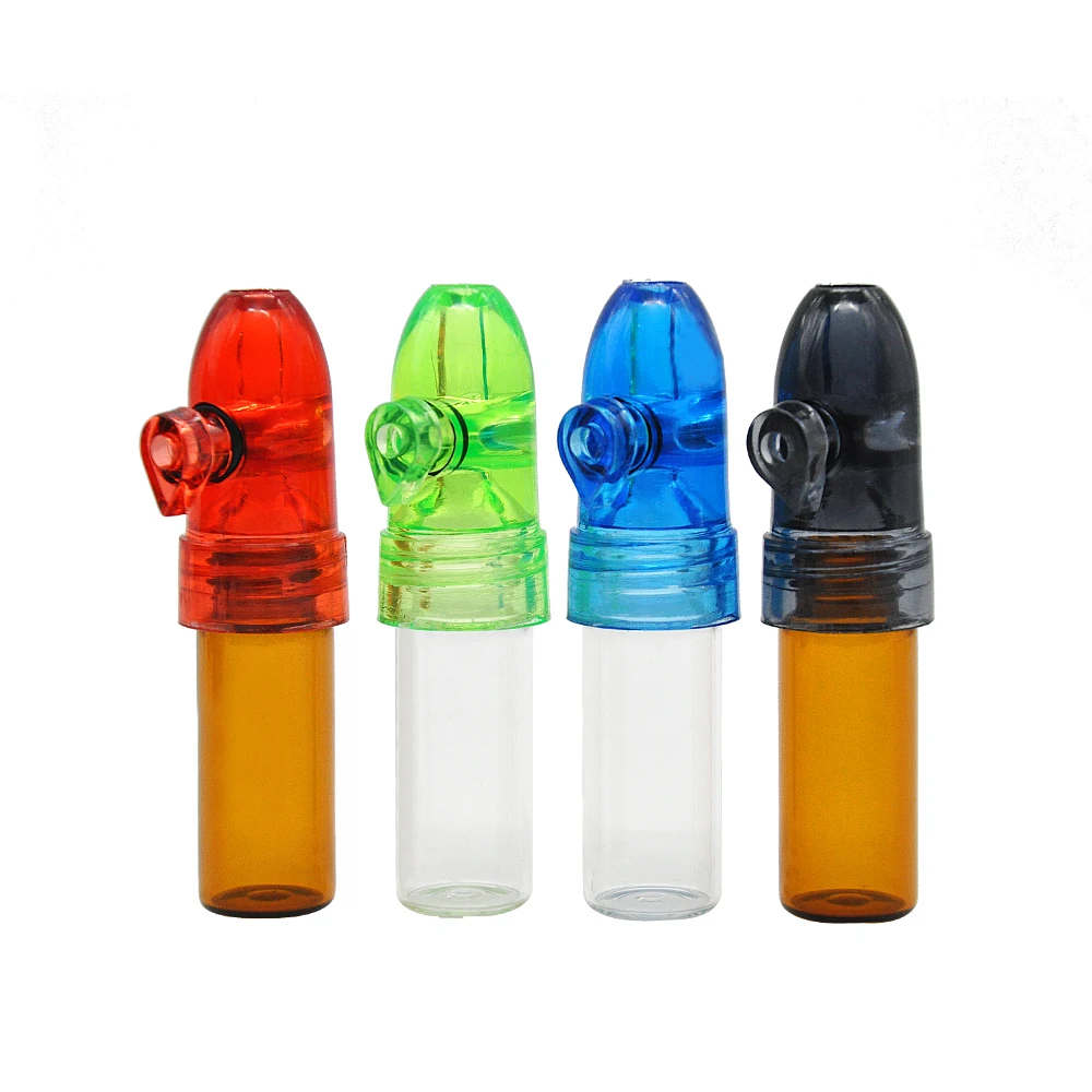 

54mm/67mm/82mm Plastic Glass Snuff Dispenser Bullet Rocket Snorter Sunff Snorter Sniffer.Color Random