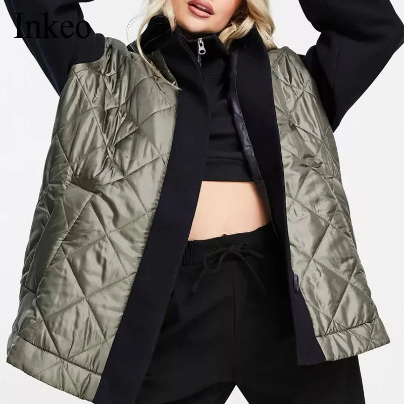 

Vintage Patchwork Women padded coat Newest Turn down collar Loose quilted jacket 2021 Autumn Winter Overcoat Cloth YNZZU 1O066