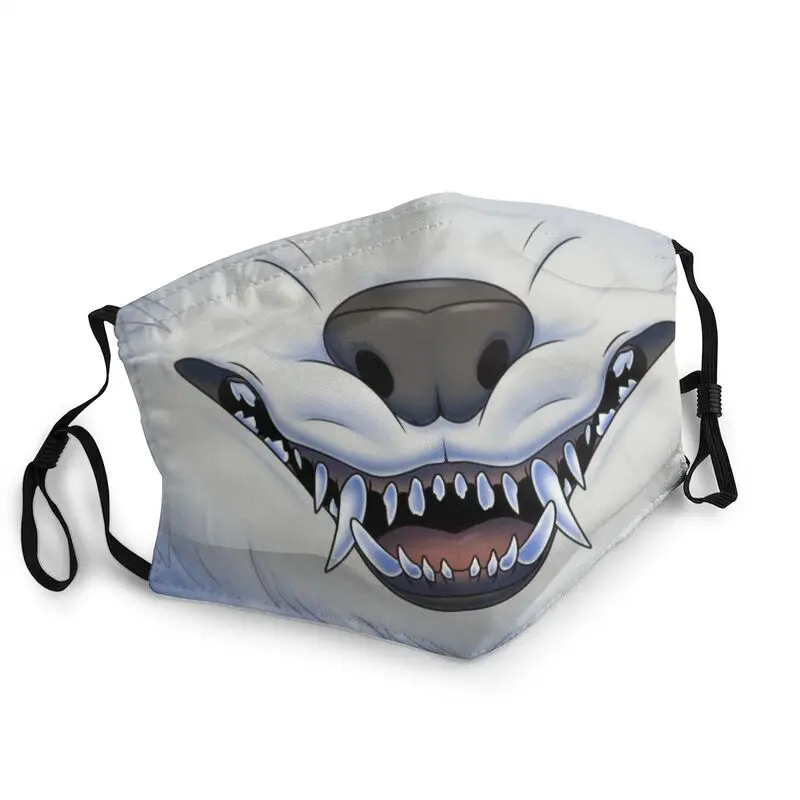 

Белая Пылезащитная маска волка, регулируемые клыки волка, маска для защиты лица, защитный чехол, респиратор унисекс, маска для рта