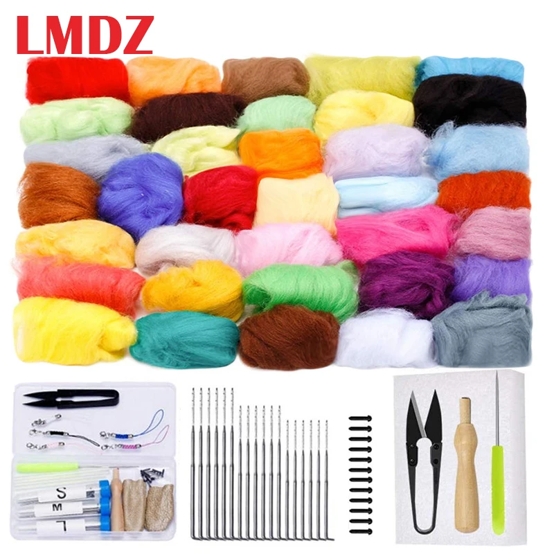 LMDZ 36 цветов Шерсть ровинг с базовым шерстяным войлоком инструменты волоконная