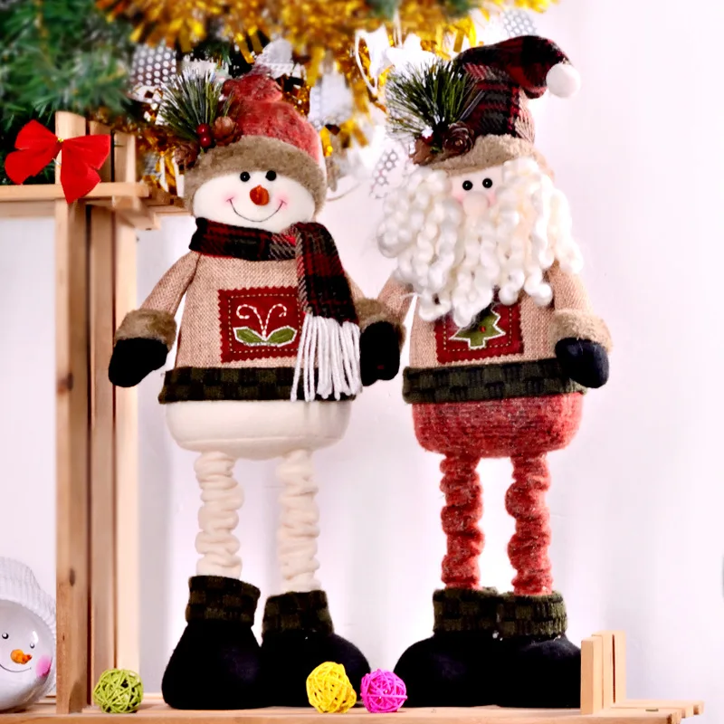 

Merry Christmas Xmas Tree Ornaments Santa Snowman Doll Navidad Christmas Party Decorations Home Desktop Supplies Kid Gifts Toy