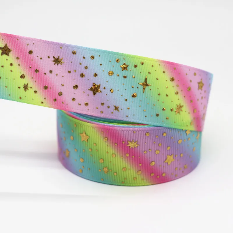 Лента для волос 10 ярдов 1 дюйм 25 мм Золотая/серебристая лента с принтом бантов