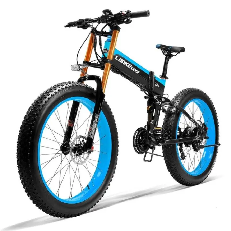 Verkauf LANKELEISI 1000W Motor Elektrische Bike 14,5 AH Panasonic Lithium-Batterie 26x 4,0 Zoll Fett Reifen Doppel Schulter Falten E-bike