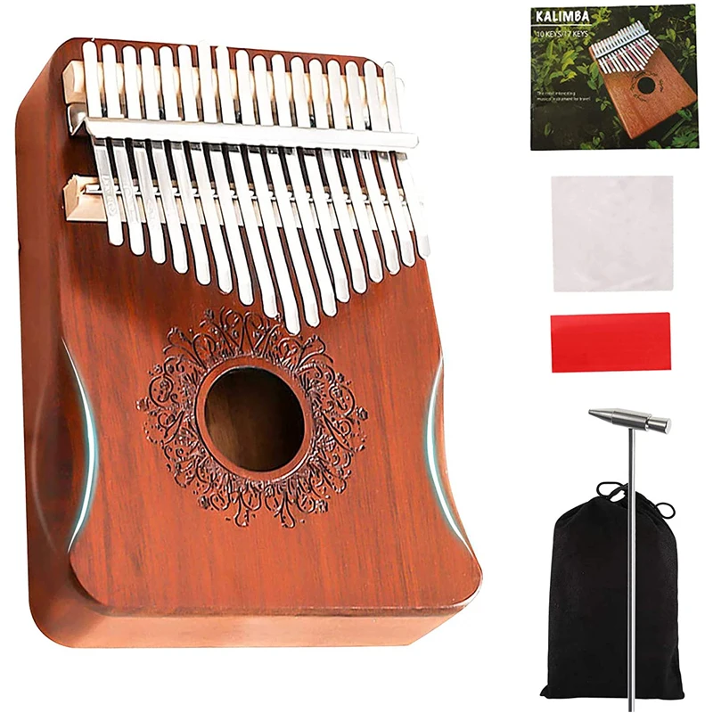 Новое 17 клавиш калимба красное дерево тело большой палец пианино портативное