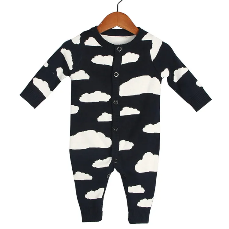 Вязаные Комбинезоны для маленьких девочек вязаные Осенние с облаками