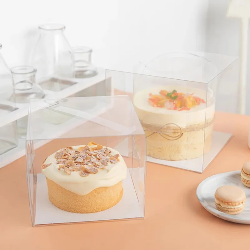 

10PCS Plastic Box Transparent Cake Box With Handle Bake Case Dessert Cake Packing Box For Shop Wedding Birthday Supplies