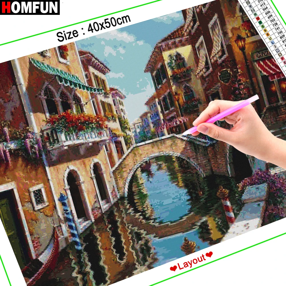 Алмазная живопись HOMFUN вышивка крестиком красивый пейзаж море полноразмерная