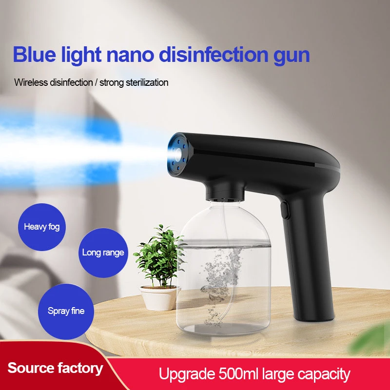 

USB 500ML Capatity Wireless Disinfection Sprayer Gun Handheld Nano Blue Light Steam Spray Distance Sanitizing Sprayer New