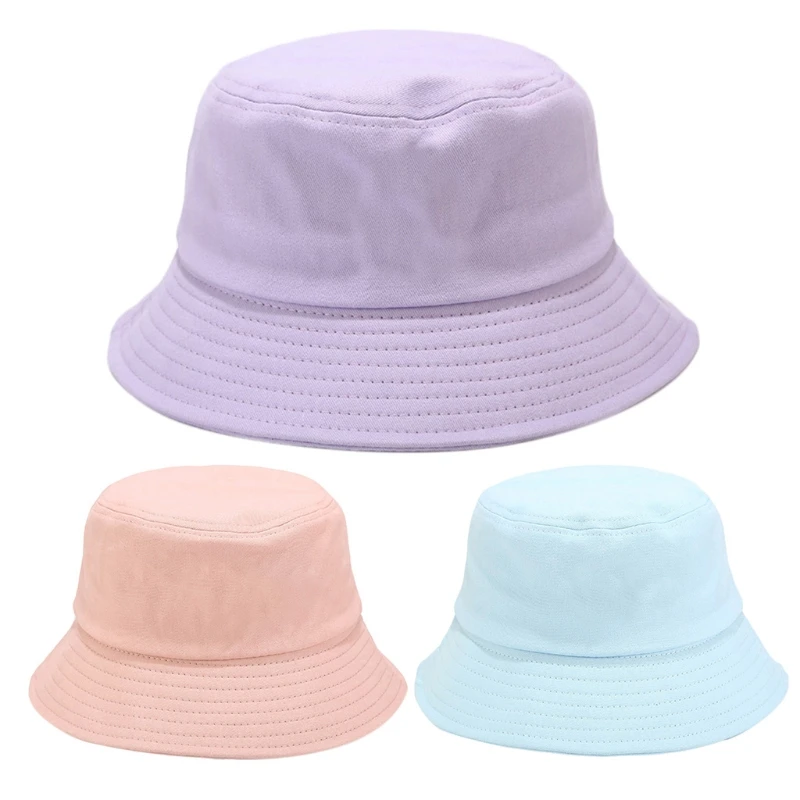 

3Pcs Korean Women Men Summer Sunscreen Bucket Hat Sweet Plain Macaron Candy Color Student Hip Hop Packable Fisherman Cap