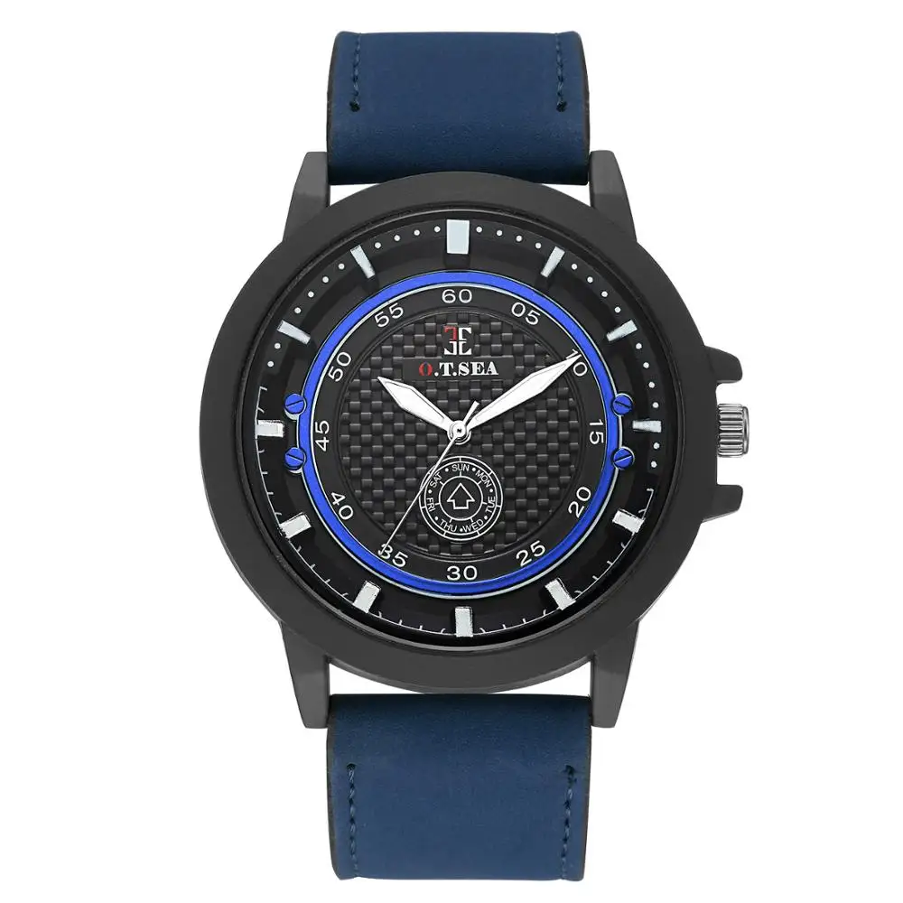 2018 New Luxury O.T.SEA Brand Leather Men Watch Men's Military Sports Quartz Wristwatch With Date Relogio Masculino | Наручные часы