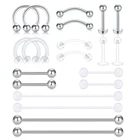 Ясно из нержавеющей стали фиксатор Нержавеющаясталь гибкое акриловое спирали кольца для губ, носа, гвоздик для брови для трагуса септума Подкова Кольцо