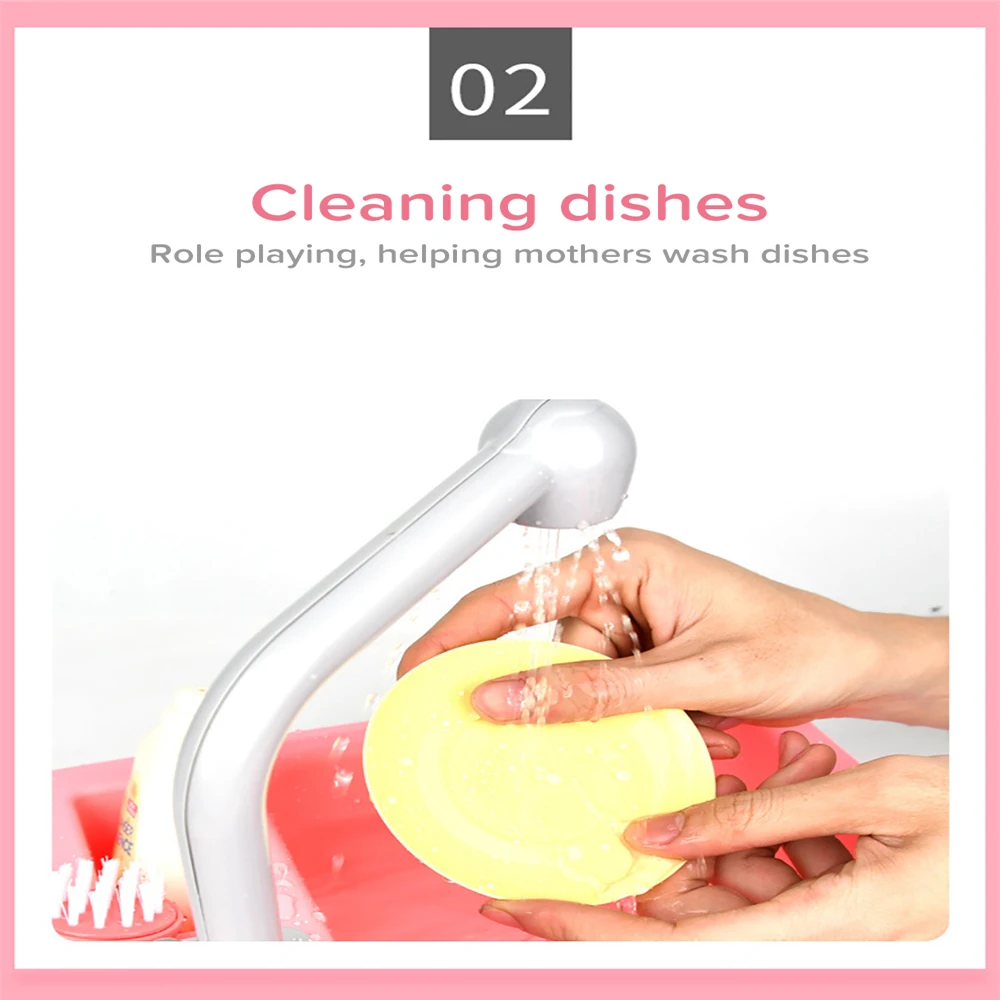 Kids Plastic Simulation Electric Dishwasher Sink Children Pretend Play Kitchen Set Toys Girls Child Dolls Access Birthday Gifts