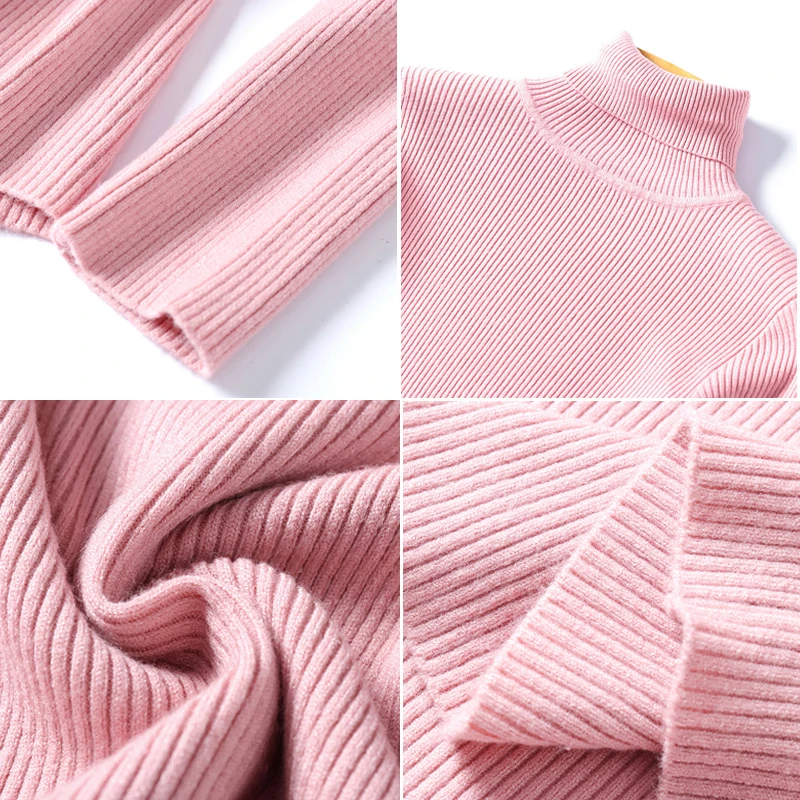 Элегантные свитер женский ребристый с высоким воротом и длинным рукавом