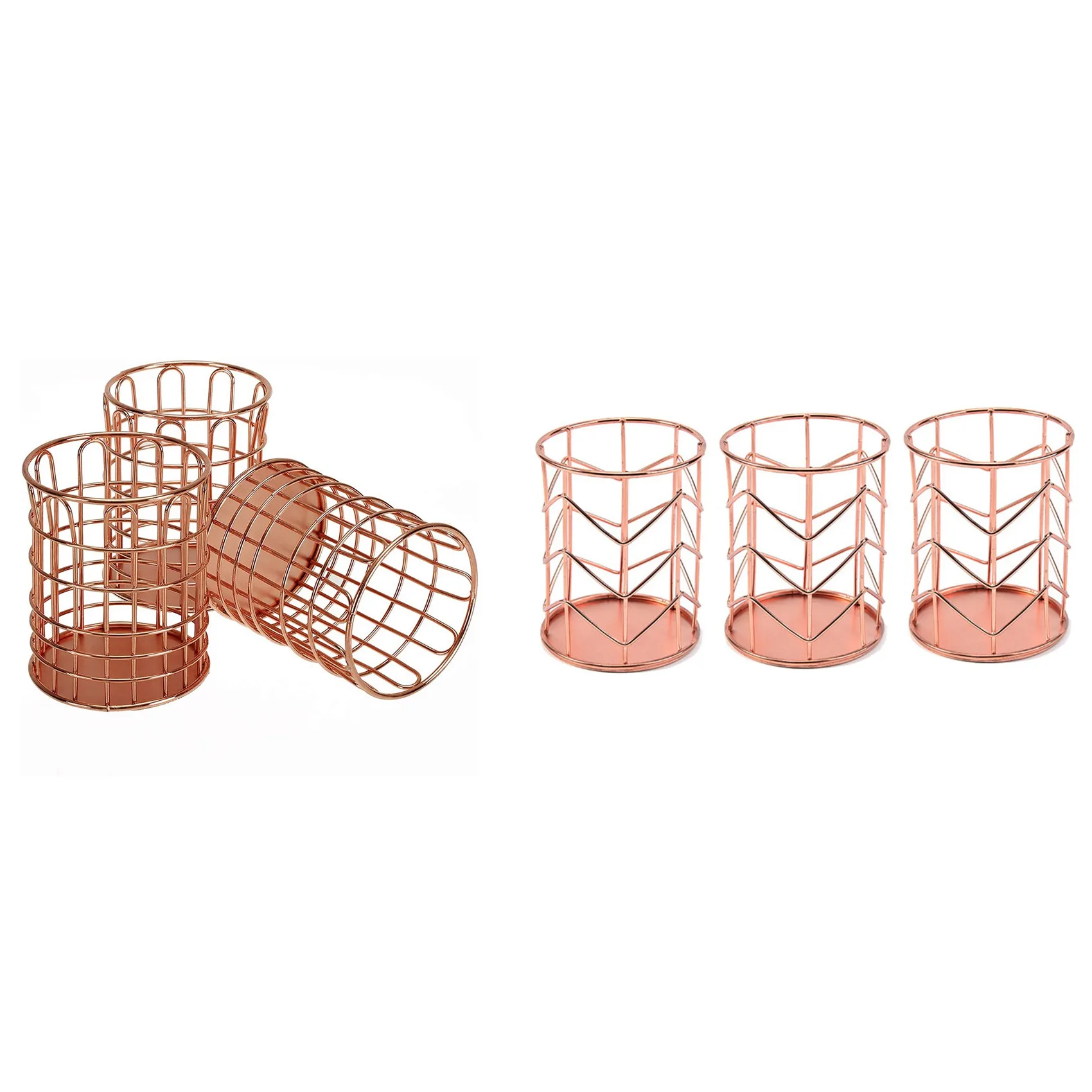 

6PCS Rose Gold Pen Holder,Metal Rose Gold Pencil Holder for Dorm & Office,Desk Organizer Makeup Brush Cup