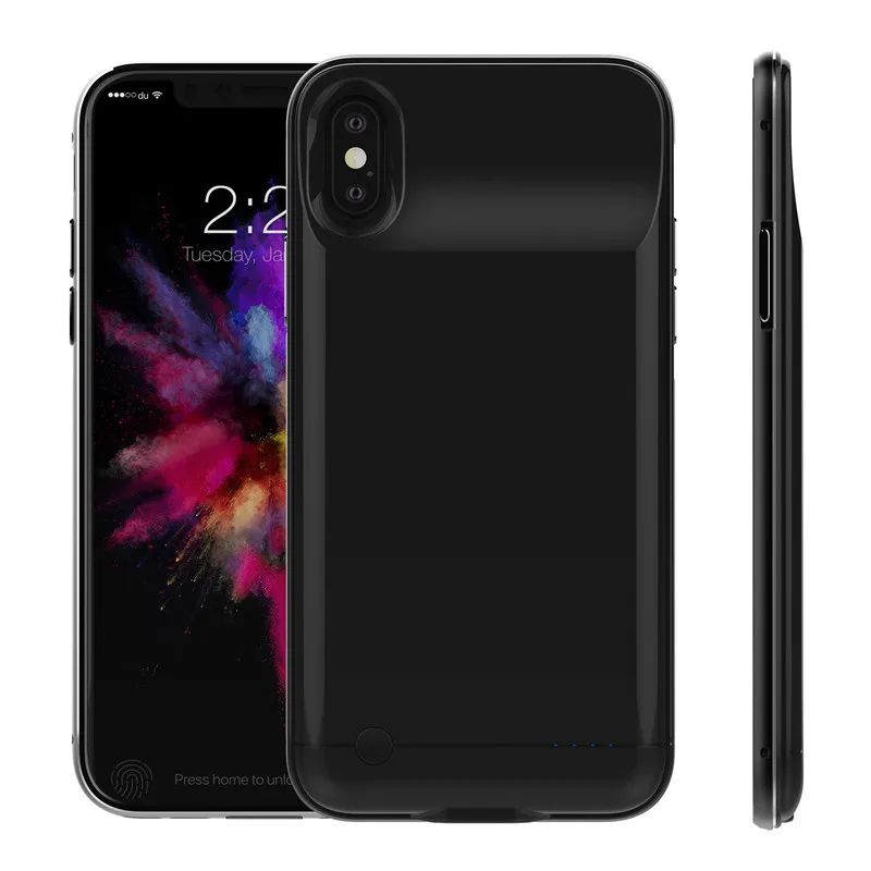 Тонкий чехол с зарядным устройством для iPhone X алюминиевая оправа ударопрочный