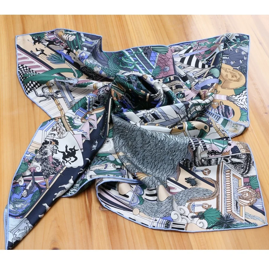 

35" Large Square 100% Silk Scarf Shawl Foulard Women Spring Neckerchief Bandana