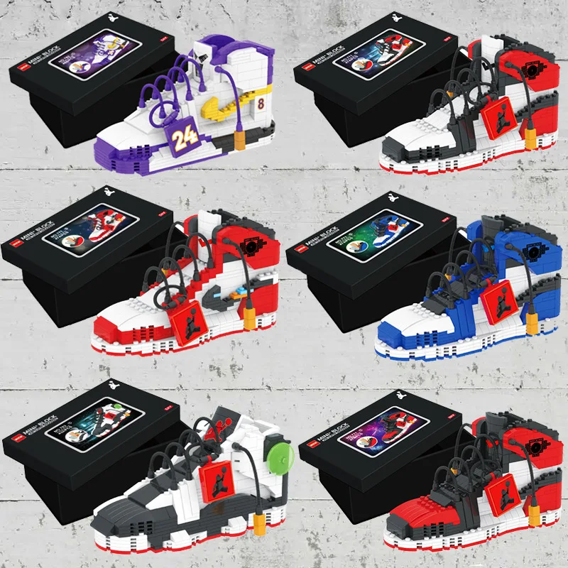 

Кроссовки AJ Баскетбольная обувь ботинки Kobe мини гранулированные строительные блоки игрушки-пазлы подарок для мальчиков