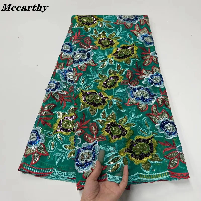 

Luxury Sequins African lace fabric 2021 Latest High Quality Embroidered French Tulle Lace Fabric for Nigerian Party Dress