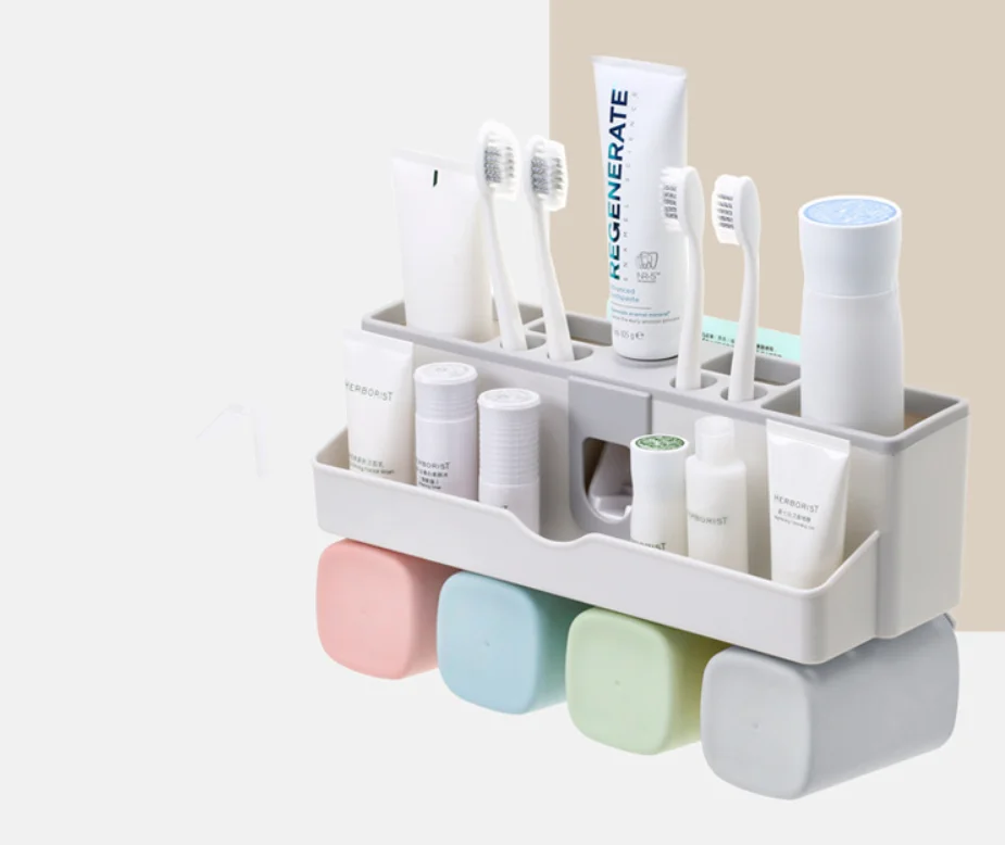 Домашний автоматический держатель для зубной пасты и щетки полка ванной комнаты