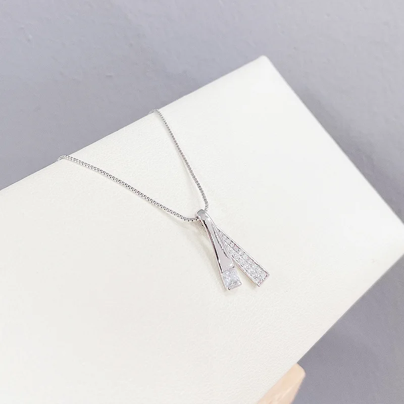 

14k Gold Plated Simple Style Necklace Shining Bling AAA Zircon Women Clavicle Chain Elegant Charm Wedding Pendant Jewelry