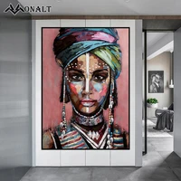 colorful portraits of african tribe black women girl graffiti art canvas oil painting picture luxury posters and prints picture