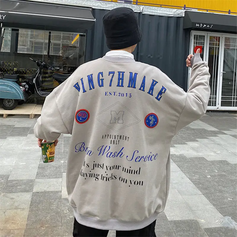 Парные толстовки Harajpoo весенний Гонконгский стиль индивидуальный принт граффити