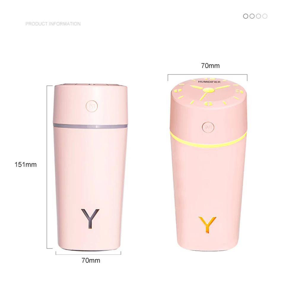 

230ml USB Portable Silent Time Creativity Air Humidifier Diffuser Bedroom Car Fresher with Colorful Light for Home Office Car