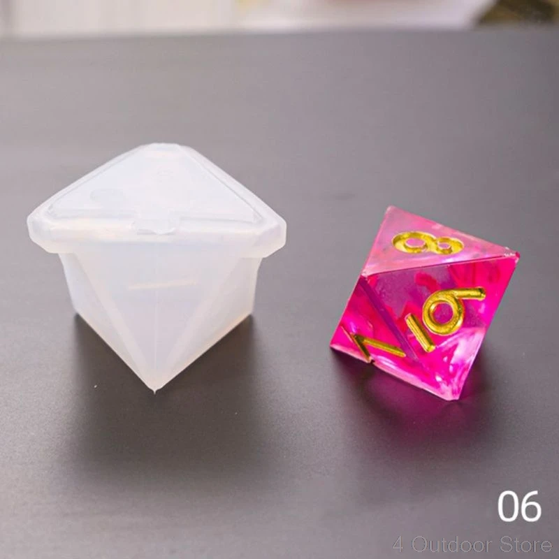 

DIY Crystal Epoxy Mold Dice Fillet Shape Multi-spec Digital Game High Mirror dice mold silicone Mould Making O01 20 Dropshipping