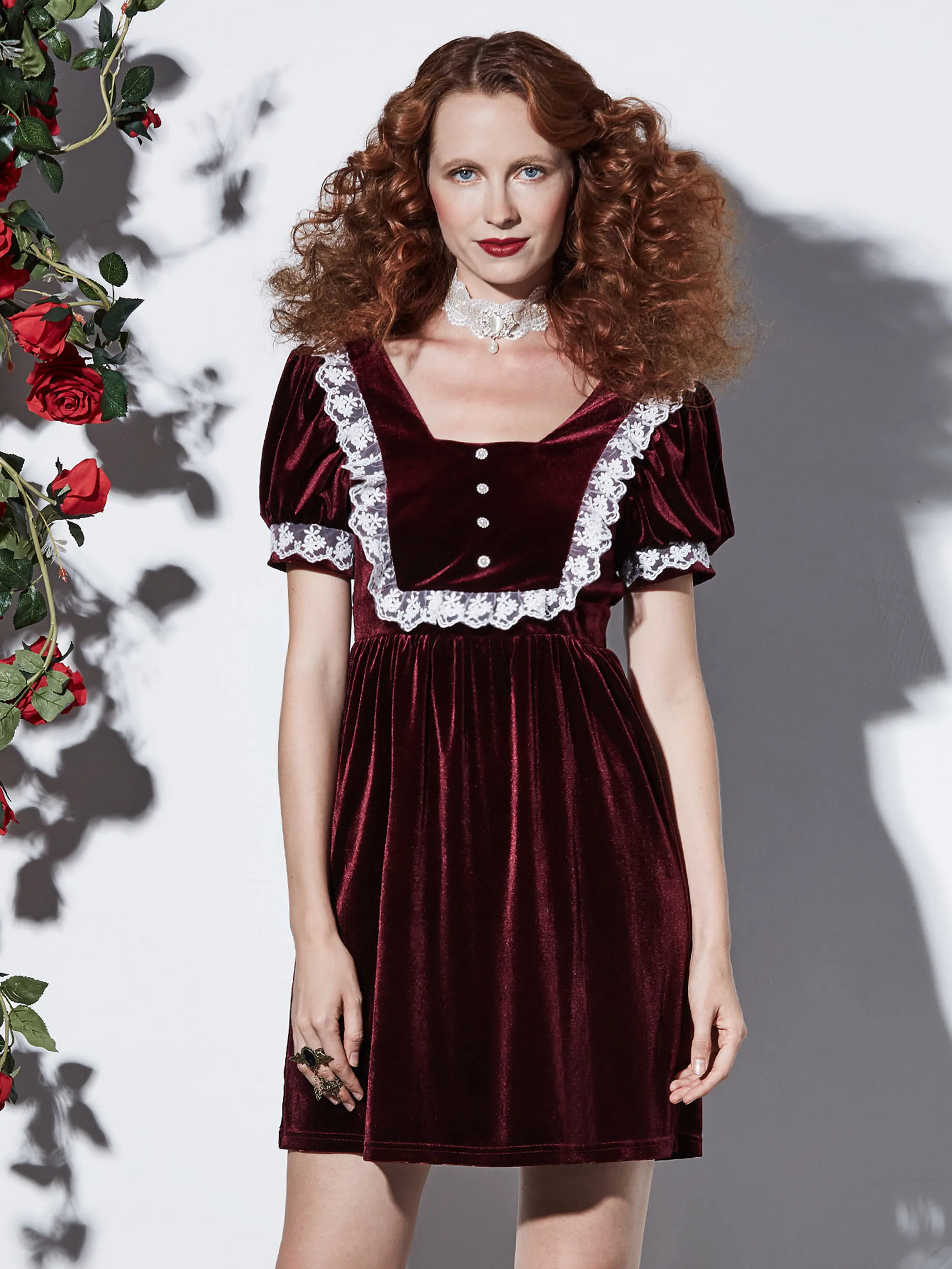 Женская обувь в готическом стиле вельветовое платье винтажном кружевное