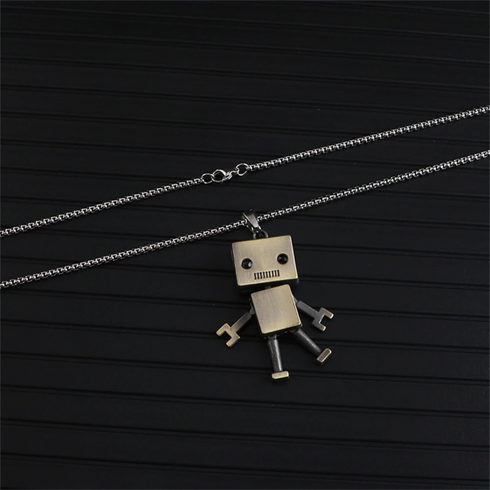 Stainless Steel Sweater Necklace For Men Hip-hop Limb Movable Cube Robot Pendant Neck Chain Cadena Collar hombre colar masculino images - 6
