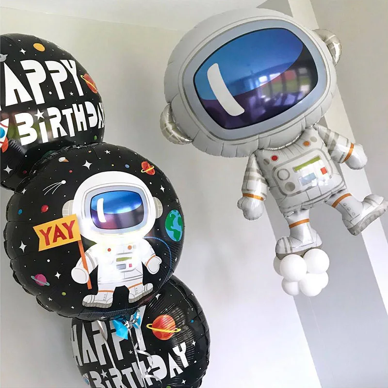 

6Pcs Birthday Balloons Black Number Foil Balloons 1st Birthday Party Decorations Kids Balloons Outer Space Party Helium Balloon
