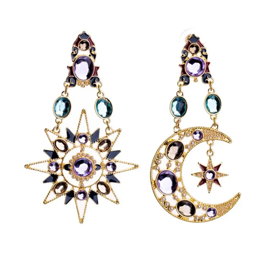 Женские серьги Стразы инкрустированные солнцезащитным полумесяцем женские