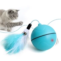 led laser red light usb charging automatic rotating rolling laser ball electric pet cat toy detachable feather