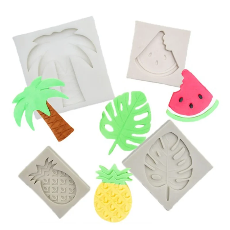 

Pineapple Leaf Coconut Tree Watermelon Shape Cake Mold Silicone Chocolate Fondant Cookies Mould Baking Pastry Tools
