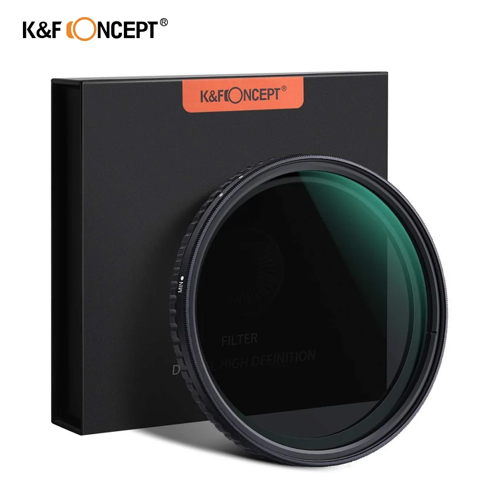 K&ampF Concept 52MM 58MM 62MM 77mm Fader ND Filter Neutral Density Variable ND2 to ND32 for Camera Lens NO X Spot | Электроника