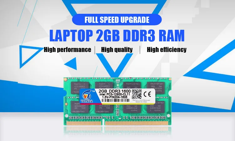 VEINEDA DDR3 2 Гб 204PIN оперативная память DDR3 1600 МГц PC3-12800 совместимость ddr3 1333 Память Ram DDR 3 2 Гб оперативной памяти для Intel AMD ноутбук