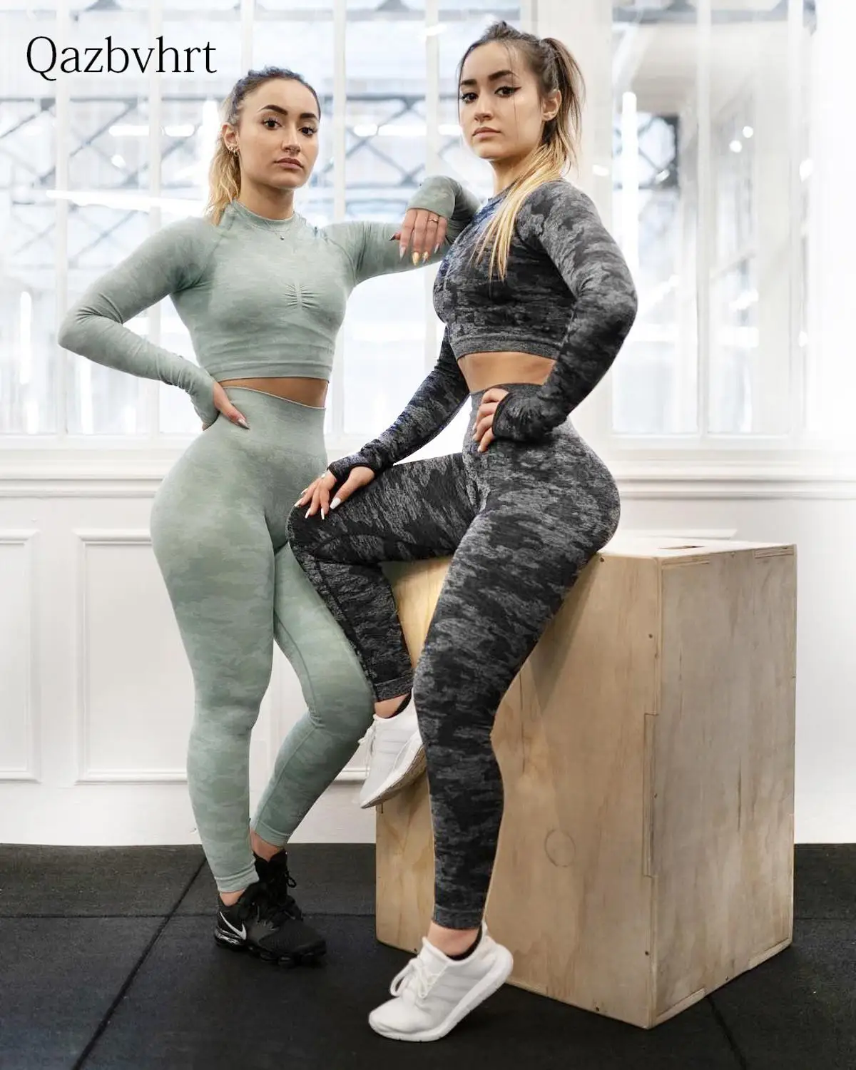 Женские Бесшовные камуфляжные спортивные колготки баскетбольного кроя с