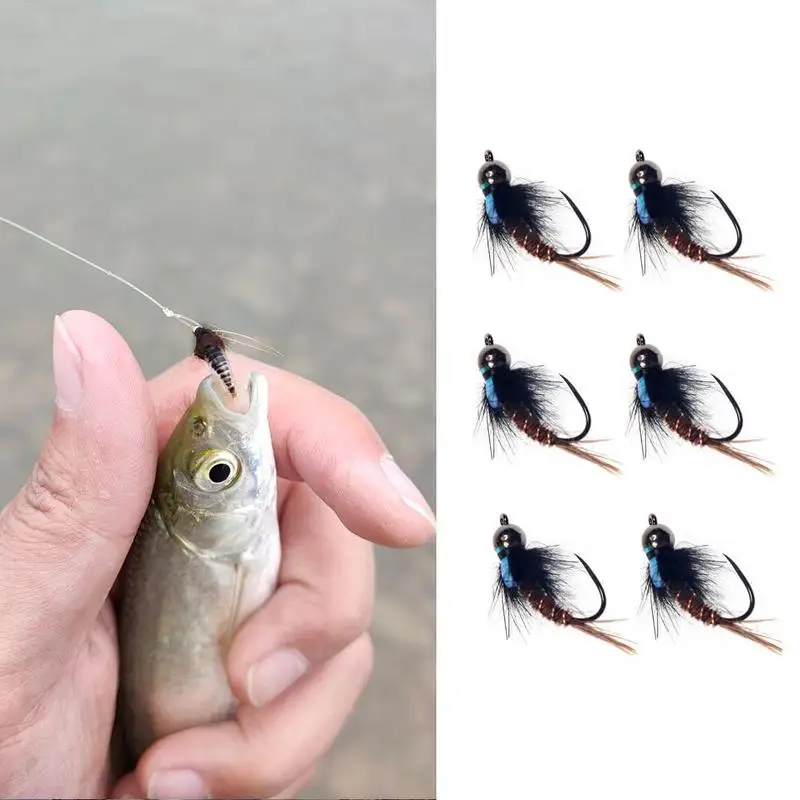 

6PCS/SET Caddis Nymph Bionic Bait Color Fly Bait Fishing Accessories